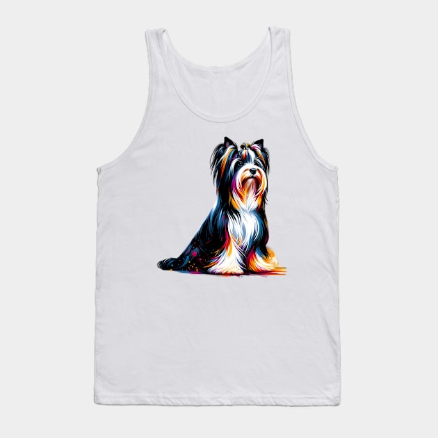 Elegant Biewer Terrier in Colorful Splash Art Style Tank Top by ArtRUs